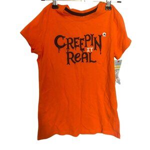 Cat & Jack Orange Creepin It Real Halloween T-Shirt Kids Size 7/8